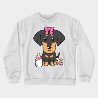 Cute dahshund is a baby - girl Crewneck Sweatshirt